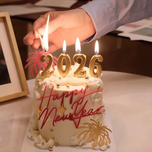 2026金色数字蜡烛跨年元旦蛋糕装饰插件新年happynewyear亚克力