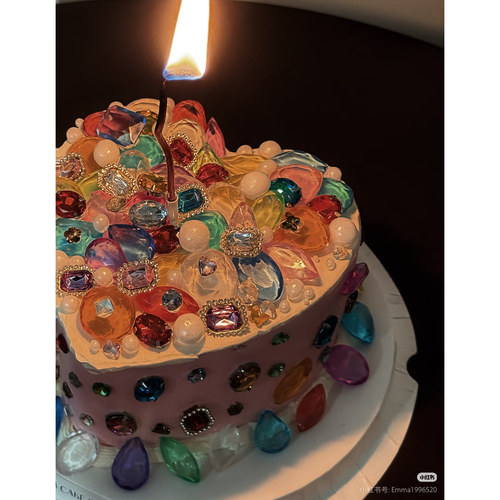 彩色宝石钻石闪钻女神生日蛋糕装
