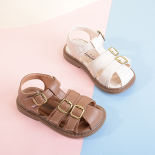 巴托童鞋夏款宝宝婴童学步鞋软底透气舒适超纤皮罗马公主凉鞋SL36
