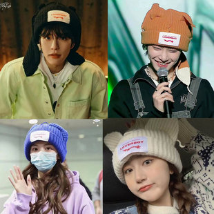 Jeffrey Loverboy小众兔耳朵秋冬针织羊毛线帽猪猪猫咪男女冷帽子