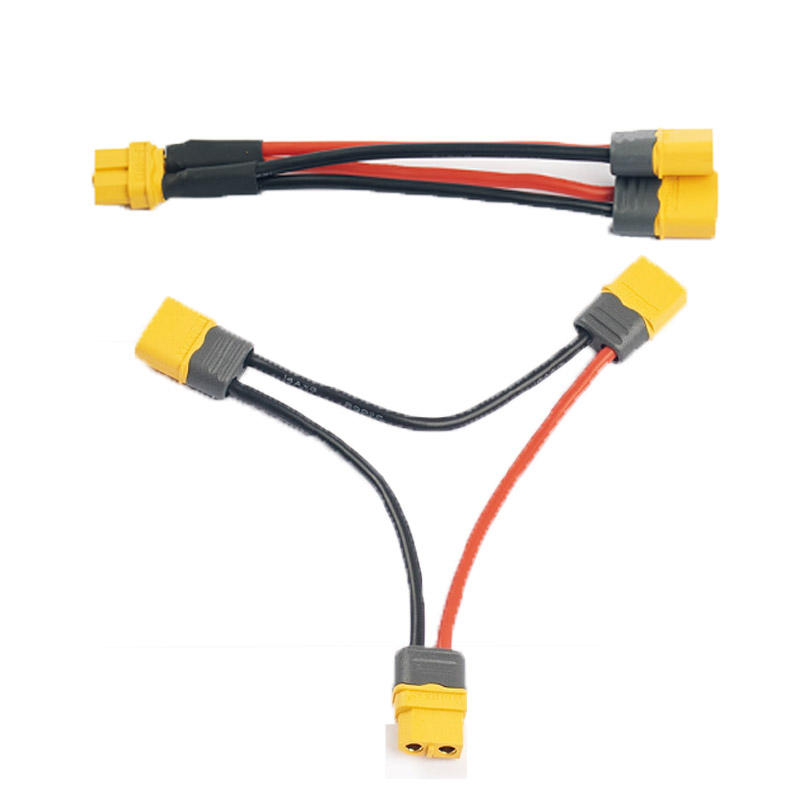 AMASS出品 XT60串联线10cm 1母2公 电流稳定 14AWG/12AWG硅胶线