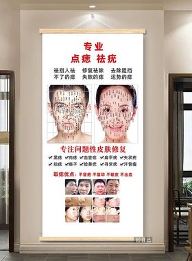 祛痘祛斑海报皮肤抗衰脱毛点痣宣传画微整形广告图片轻医美挂画轴