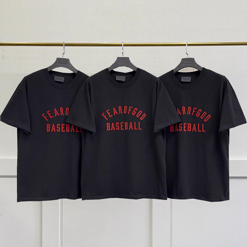 fear of god第七季fog主线红色植绒baseball字母高街宽松短袖t恤