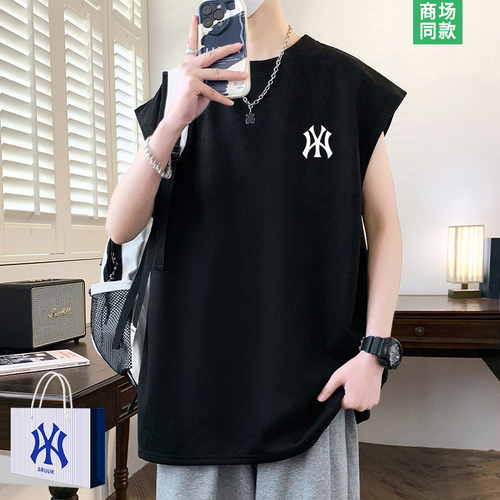 麂皮绒男士背心2025新款无袖t恤