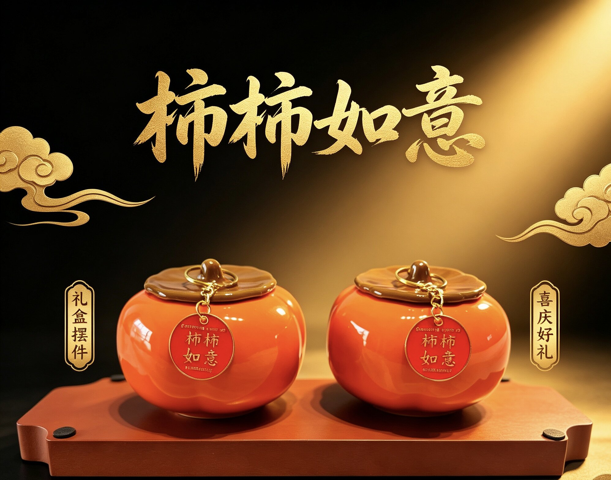 乔迁之喜装饰摆件柿柿如意柿子摆件客厅新居布置搬家入宅喜庆用品