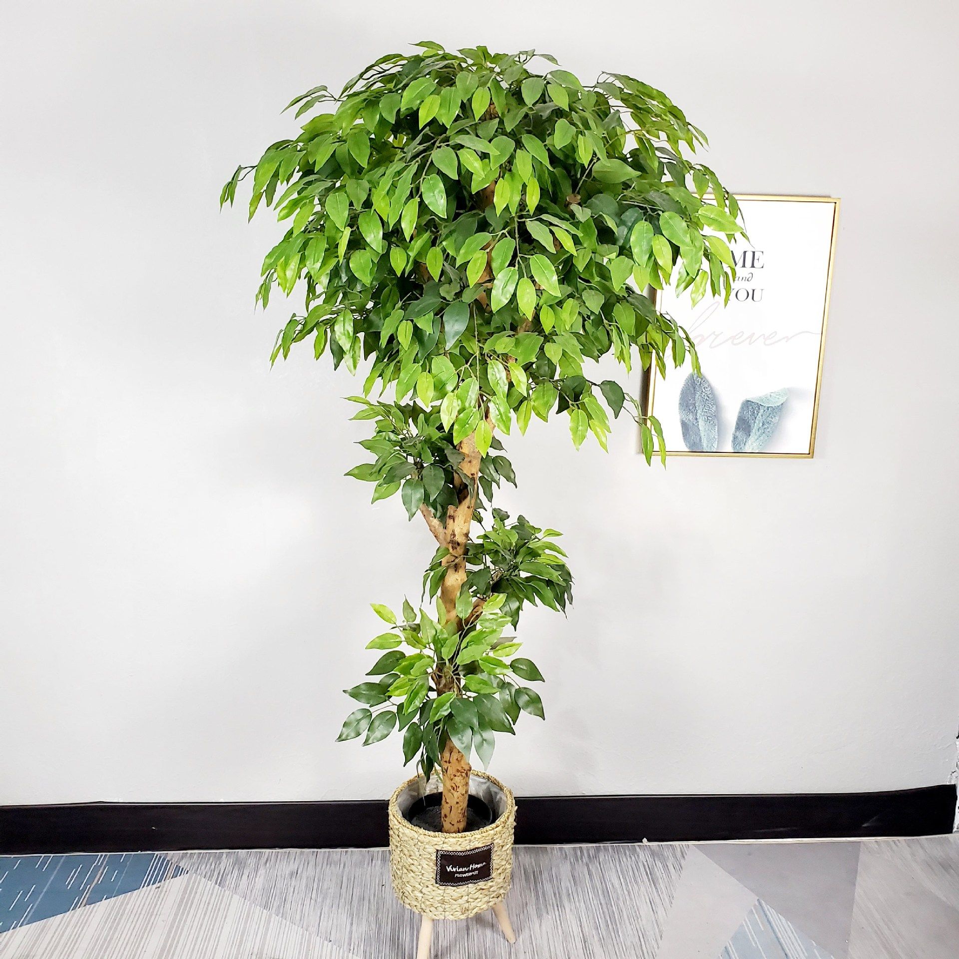 仿真造型歪脖子榕树人造小树盆栽景观 落地摆放小绿植植物