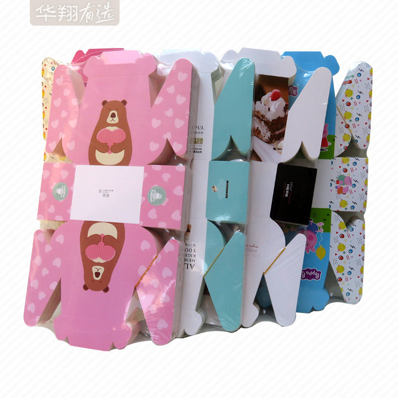 华翔慕斯手提西点切块包装盒小蛋糕食品一次性打包盒子100个