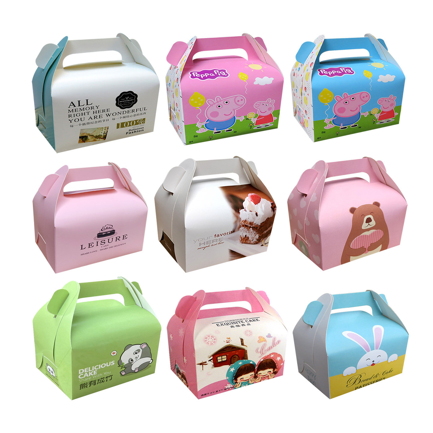 小西点盒新品一次性手提慕斯蛋糕盒子烘焙西点DIY打包装纸盒100个