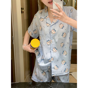 情侣家居服套装 短裤 甜 睡衣女日系卡通可爱hachiware短袖 2026新款