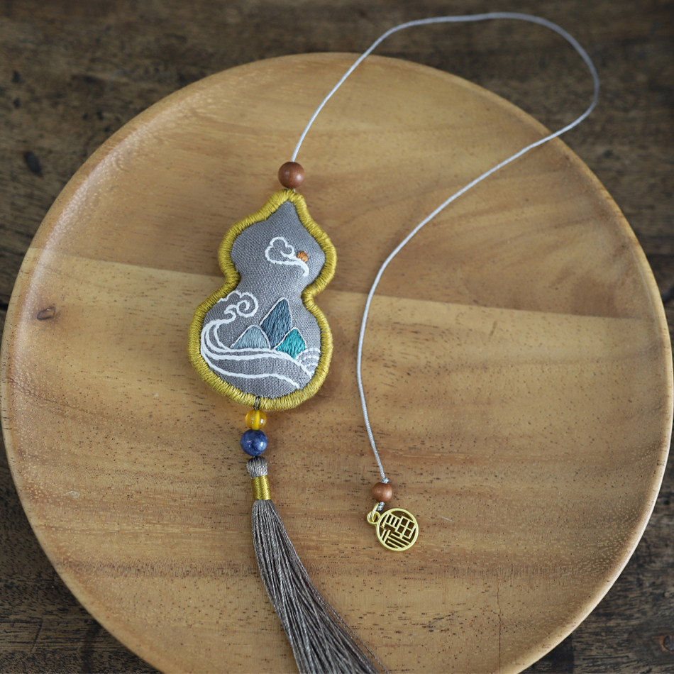 花暖山海葫芦手作diy刺绣材料包国风车挂流苏书签七夕礼物送男友