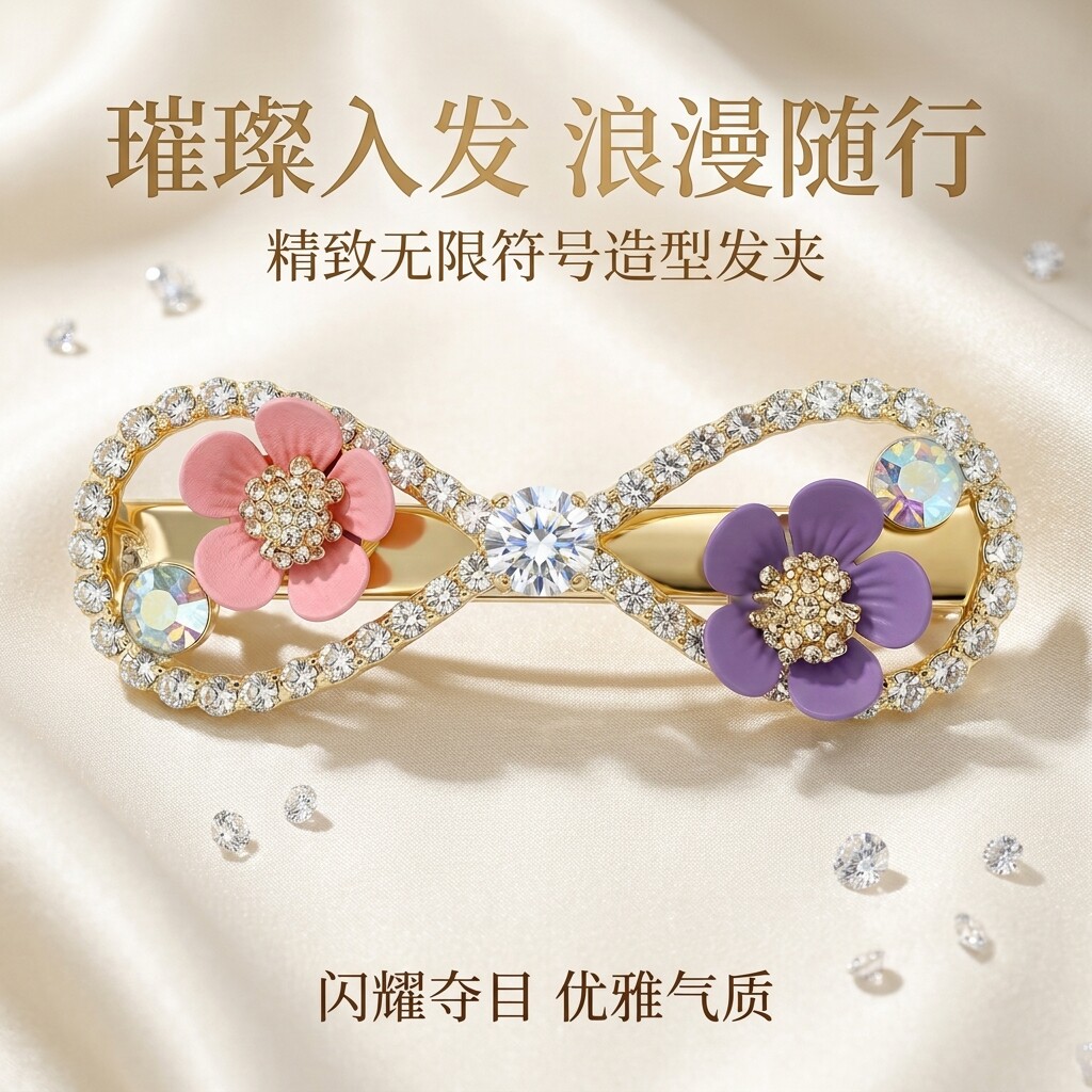 小花发夹边夹侧边水钻小号鸭嘴夹小清新甜美百搭女士2026新款高端
