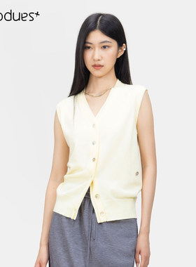 极简V领无袖针织马甲女通勤百搭