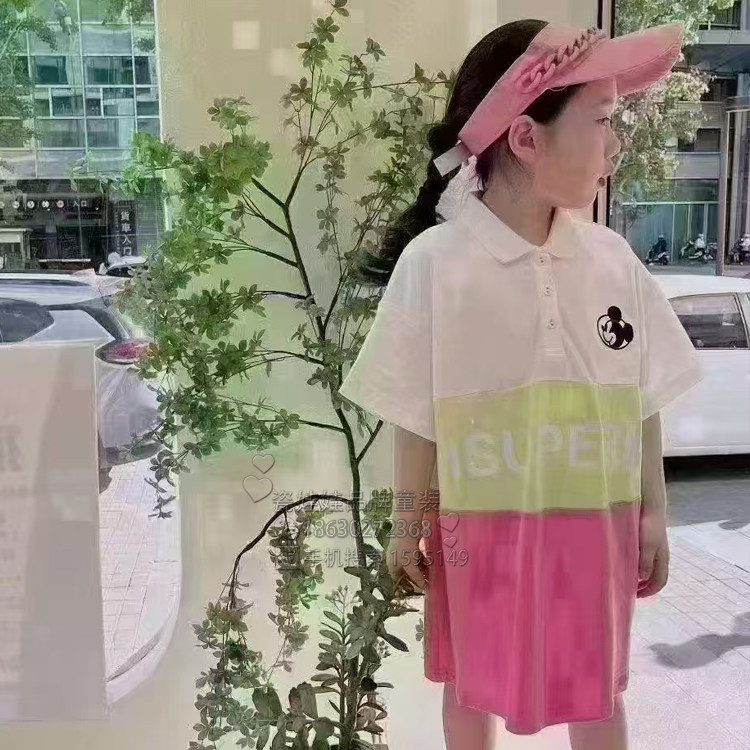 柏惠信子女童 春夏韩版时尚百搭休闲连衣裙POLO衫BL223412056B