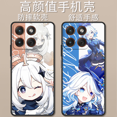 适用于摩托罗拉x70Air手机壳XT2601-1卡通动漫原神芙宁娜七七创意Q版可爱防摔motoX70AirPro高颜值定制保护套