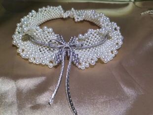 女名星迪丽热巴同款天然珍珠项链 纯银 锆石 新娘婚礼项链 晚会