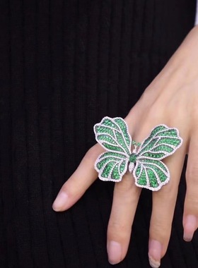 晚会鸡尾酒纯银镶锆石戒指