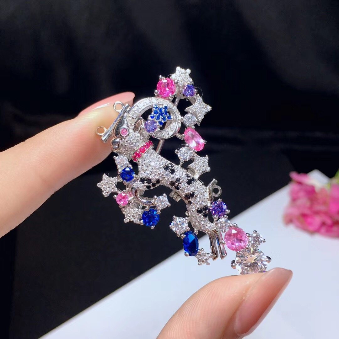 925纯银镶锆石12星座之摩蝎座胸针项链扣双用 高档胸针