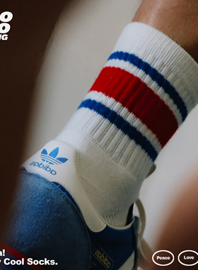 JIOJIOLIKING乔乔莱肯 原创袜男纯棉中筒美式条纹毛巾底运动袜