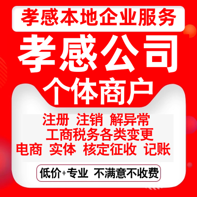 注册孝感孝南汉川应城安陆云梦公司营业执照罗田变更代办个体注销