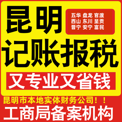 昆明公司代办记账小规模五华盘龙官渡西山东川呈贡晋宁区做账报税