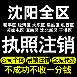 沈阳个体户注销执照注销和平沈河大东皇姑铁西苏家屯浑南沈北新区