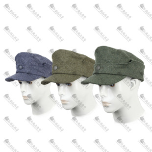 德军M44毛呢野战帽 M43单扣作战帽 原野灰 棕灰 蓝灰色山地帽