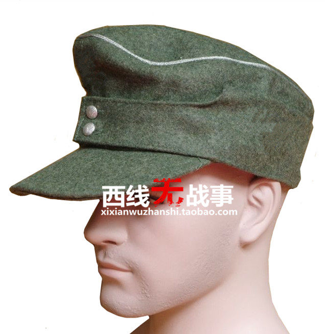 德军军管m43毛呢野战帽 43山地帽 德国原野灰色便帽 灰绿色
