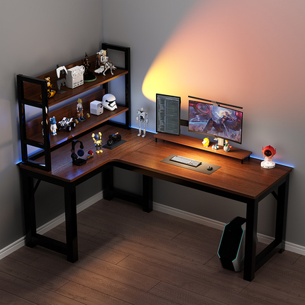 转角电脑桌电竞双人台式家用拐角式书桌书架组合卧室L型游戏桌子