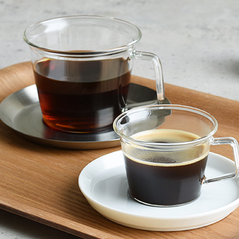 日本进口Kinto CAST杯碟套装 咖啡杯茶杯耐热玻璃杯碟子托盘220ml