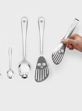 英国SUCK UK 骷髅脸锅铲 厨房创意高品质不锈钢骷髅头漏铲煎蛋铲