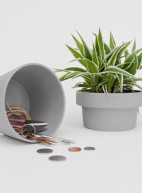 英国SUCK UK创意盆栽储物罐 陶瓷花盆钥匙杂物收纳罐门关装饰摆件