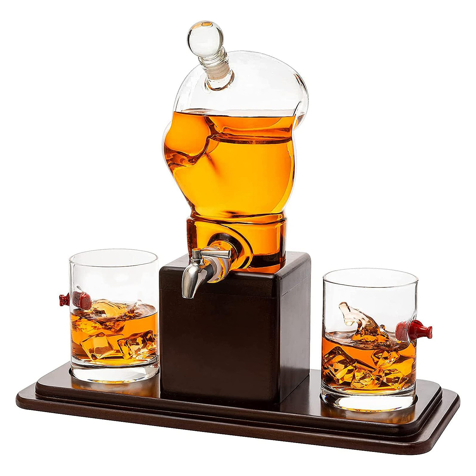 美国代购The Wine Savant 拳击手套威士忌醒酒器套装 聚会洋酒杯