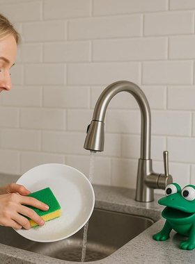 美国代购Dependable Products绿青蛙海绵收纳架 可爱大嘴蛙刷碗擦