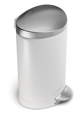 美国simplehuman 轻奢好品质半圆形不锈钢垃圾桶 不锈钢踏板 6L