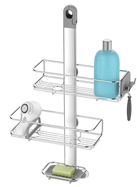 美国simplehuman 浴室多功能挂钩收纳架可调节置物架壁挂式免打孔