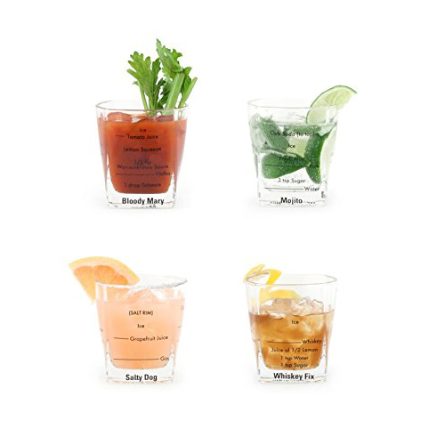 美国Kikkerland 威士忌酒杯 创意鸡尾酒调酒杯 简约玻璃杯 4只装