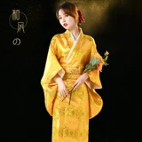 Золотые шелковые косметические костюмы японские кимоно женские формы традиционные улучшенные сцены гонча