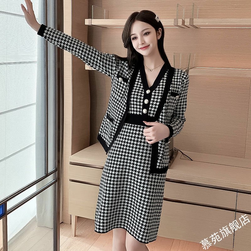 新款千鸟格短外套小香风潮流