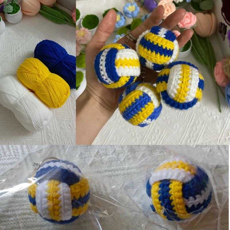 【成品发货】运动风手工编织排球汽车钥匙扣饰品背包挂件手工礼物