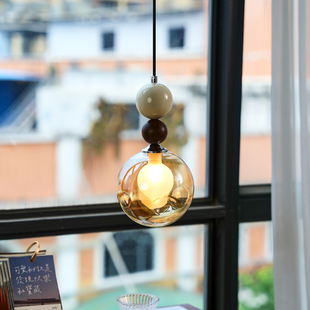 中古风卧室床头吊灯法式奶油客厅过道装饰灯高级感玻璃玄关垂线灯