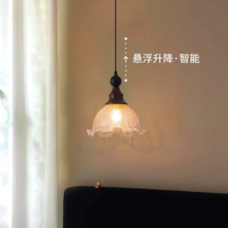 复古玻璃吊灯法美式床头餐厅吧台阳台玄关走廊过道护眼智能吊线灯