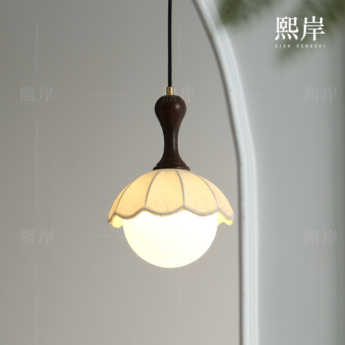 床头吊灯法式复古中古风餐厅吧台吊线灯新品南洋风玄关卧室灯