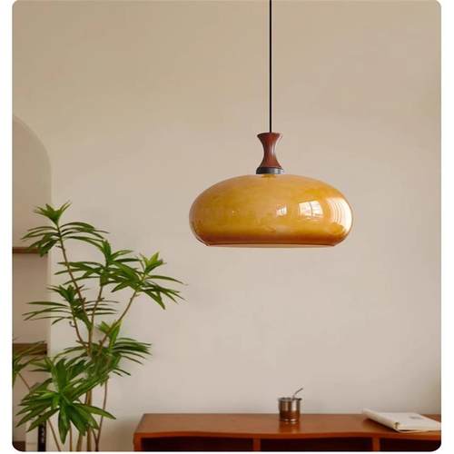 中古餐厅灯包豪斯玻璃实木吊灯法式复古岛台吧台餐桌灯日式卧室灯