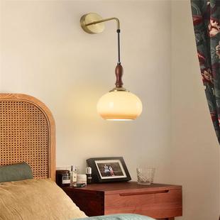 中古风实木卧室床头壁灯复古书房客厅电视背景墙挂灯楼梯灯高级感