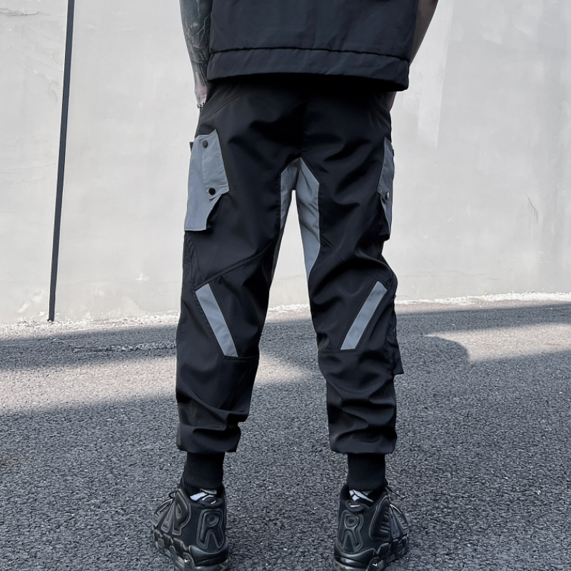 2025春机能风伞兵反光袋工装裤男潮流宽松束脚休闲长裤K929P105,男装工装外套,星座101A-3