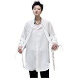 2122春夏男免烫衬衫设计感小众宽松冰丝垂感纯色潮流衬衣C225P75，男装衬衫，星座101A-3