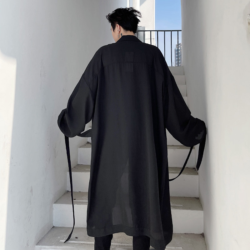 春夏男衬衫设计感免烫丝滑宽松潮雪纺暗黑系发型师防晒C199P85,男装防晒衣,星座101A-3