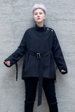 2025秋冬新款潮男短款腰带风衣潮流发型师服装休闲外套W196P95，男装风衣，星座101A-3