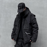 暗黑男秋冬宽松加厚连帽棉服潮流机能冲锋衣工装外套W358P185，男装夹克，星座101A-3