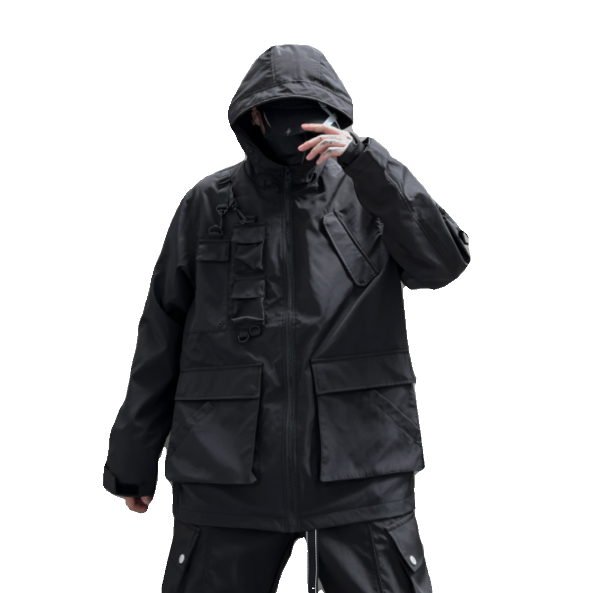 暗黑男秋冬宽松机能冲锋衣连帽夹克潮流炸街休闲工装外套W356P175,男装夹克,星座101A-3